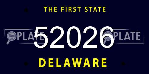 52026 Delaware License Plate