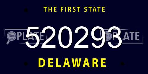 520293 Delaware License Plate