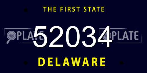 52034 Delaware License Plate