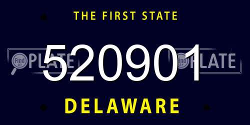 520901 Delaware License Plate