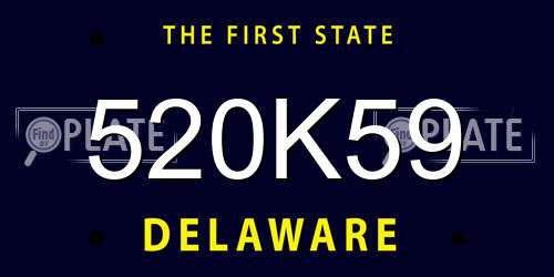 520K59 Delaware License Plate