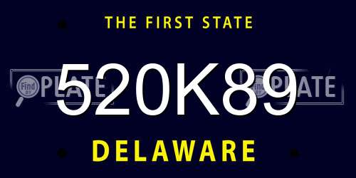 520K89 Delaware License Plate