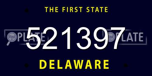 521397 Delaware License Plate