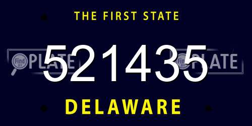 521435 Delaware License Plate