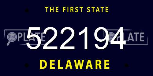 522194 Delaware License Plate