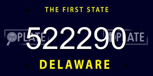 522290 Delaware License Plate