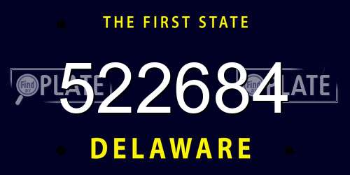522684 Delaware License Plate