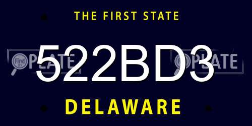 522BD3 Delaware License Plate