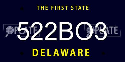 522BO3 Delaware License Plate
