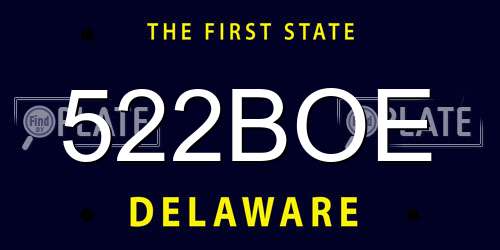 522BOE Delaware License Plate