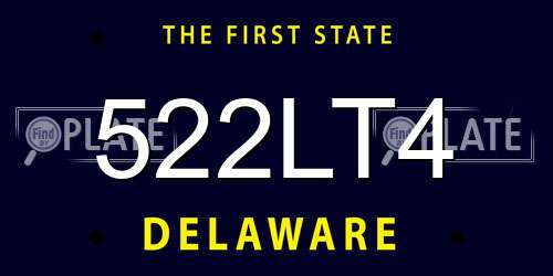 522LT4 Delaware License Plate