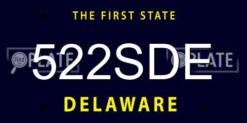 522SDE Delaware License Plate