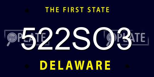 522SO3 Delaware License Plate