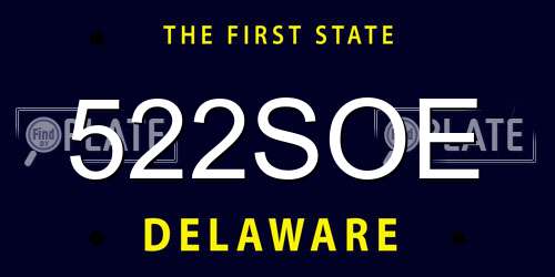 522SOE Delaware License Plate