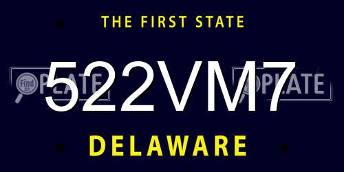 522VM7 Delaware License Plate