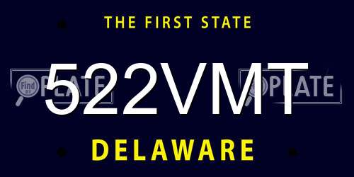 522VMT Delaware License Plate