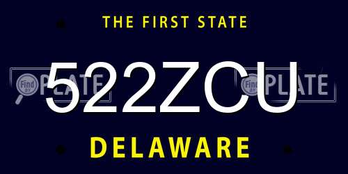 522ZCU Delaware License Plate