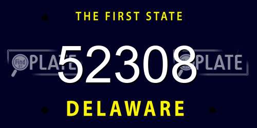 52308 Delaware License Plate