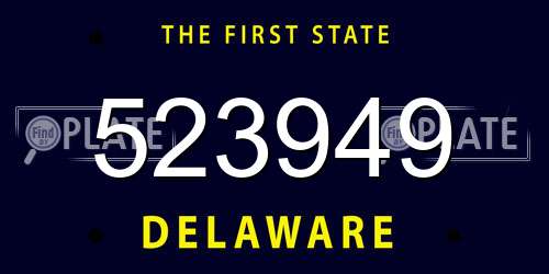 523949 Delaware License Plate