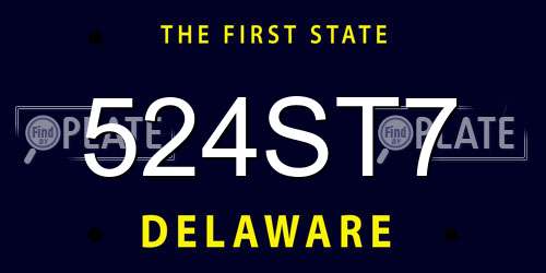 524ST7 Delaware License Plate