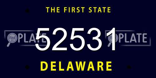 52531 Delaware License Plate
