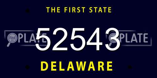 52543 Delaware License Plate