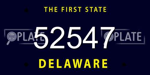 52547 Delaware License Plate