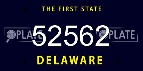 52562 Delaware License Plate