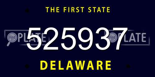 525937 Delaware License Plate