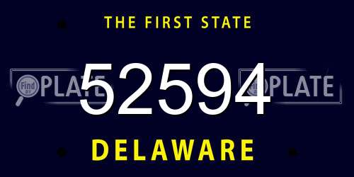 52594 Delaware License Plate