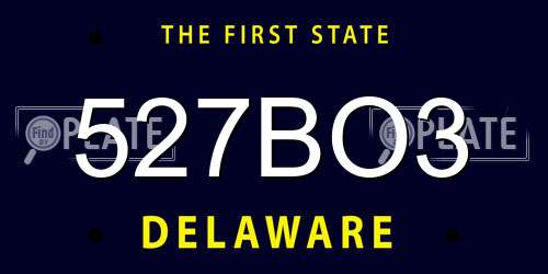 527BO3 Delaware License Plate