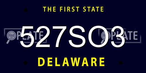 527SO3 Delaware License Plate