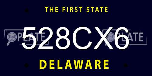 528CX6 Delaware License Plate