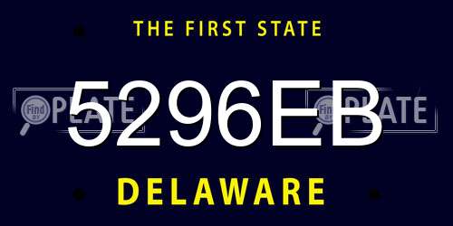 5296EB Delaware License Plate