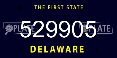 529905 Delaware License Plate