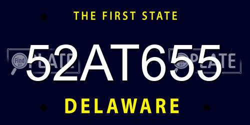 52AT655 Delaware License Plate