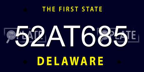 52AT685 Delaware License Plate