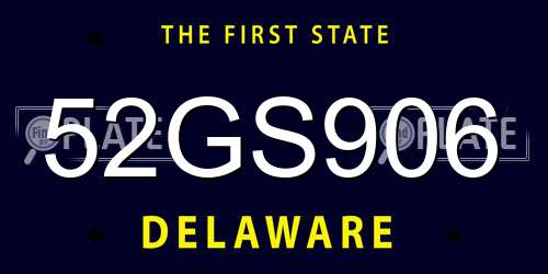 52GS906 Delaware License Plate