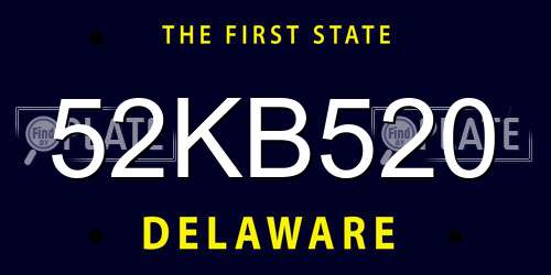 52KB520 Delaware License Plate