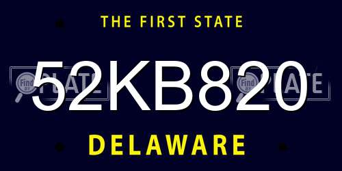 52KB820 Delaware License Plate