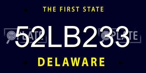 52LB233 Delaware License Plate