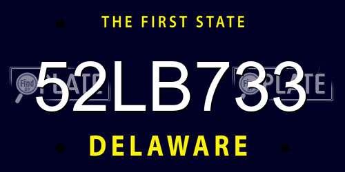 52LB733 Delaware License Plate
