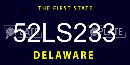 52LS233 Delaware License Plate
