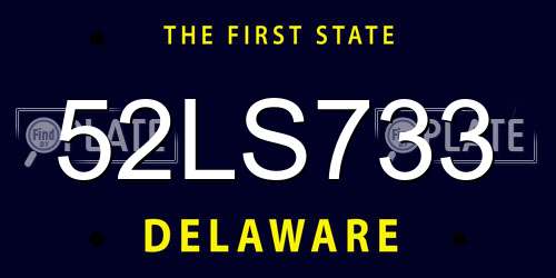 52LS733 Delaware License Plate