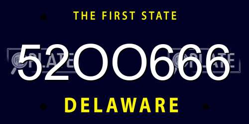 52OO666 Delaware License Plate