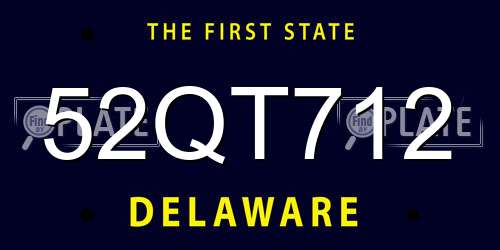 52QT712 Delaware License Plate
