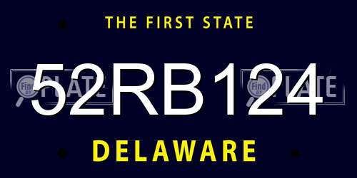 52RB124 Delaware License Plate