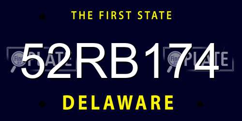 52RB174 Delaware License Plate