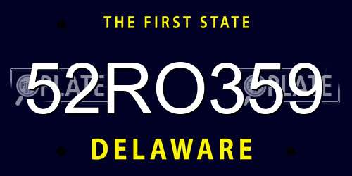 52RO359 Delaware License Plate