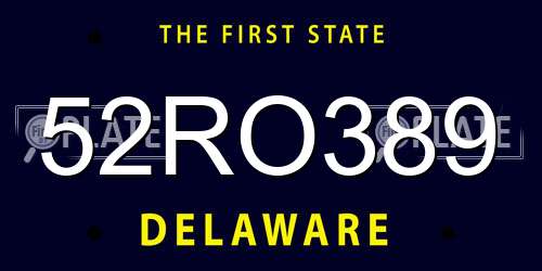 52RO389 Delaware License Plate